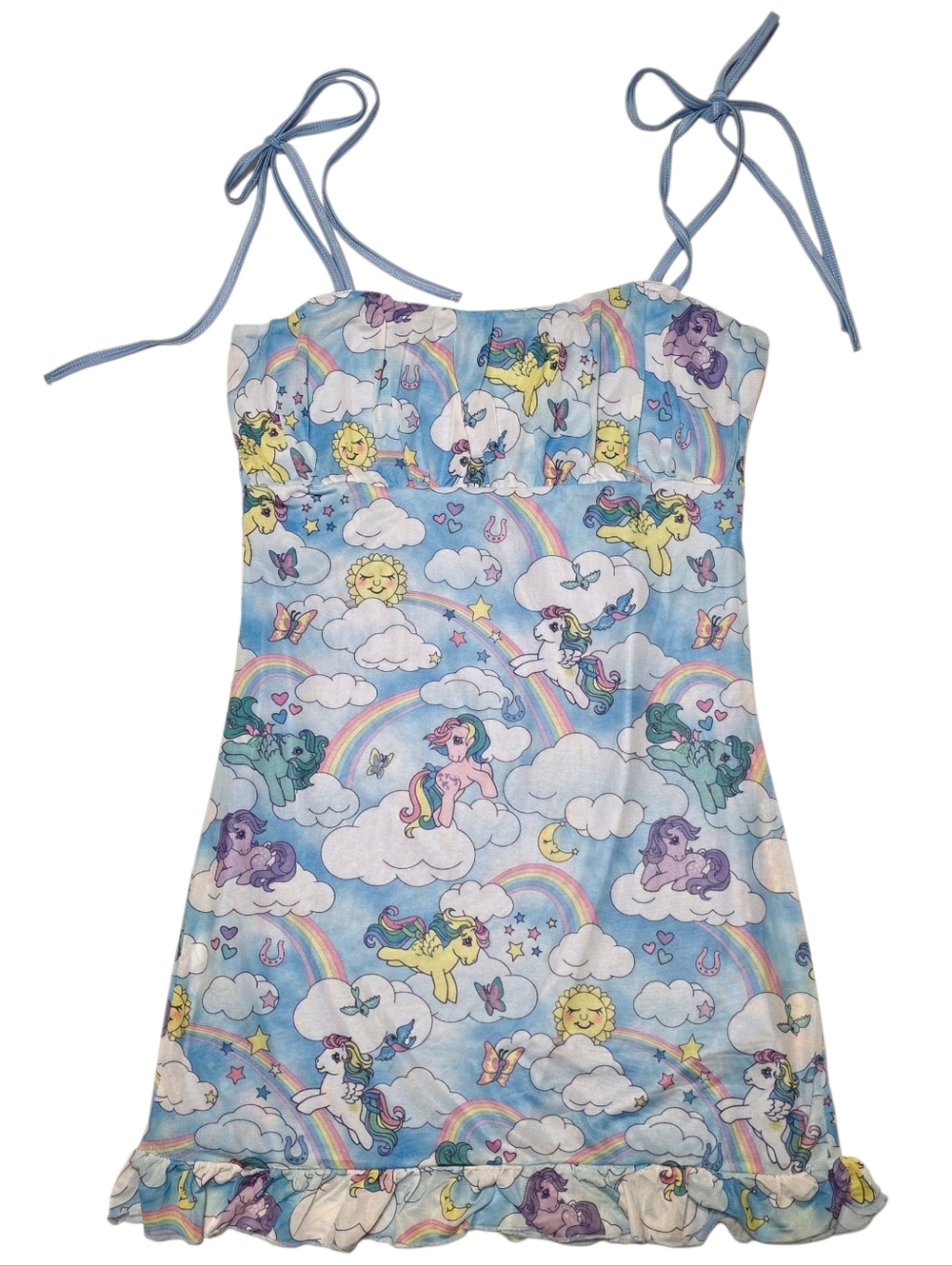 Dolls Kill x My Little Pony Rainbow Chaser Mesh Mini Dress Blue Size Medium